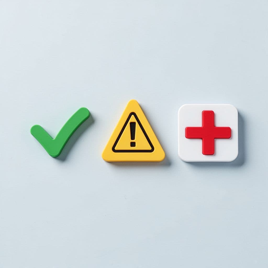 Modern illustration showing icons representing email verification statuses: green valid check, yellow caution for catch-all, red invalid cross, arranged in a simple infographic style on a light background with clean shapes and a controlled blues, greens, reds, whites palette.