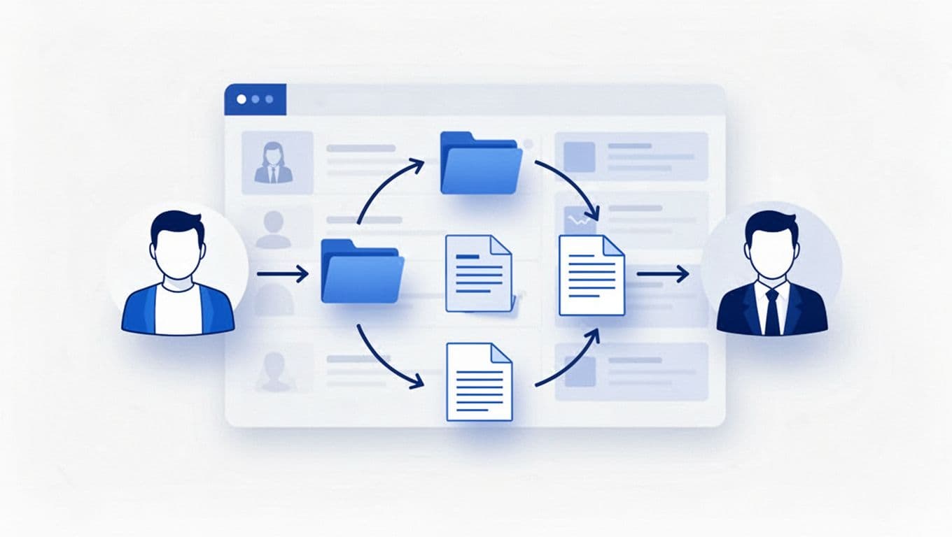 Simple flowchart shows Drive files and folders moving from employee account to new owner via admin console icons and arrows.
