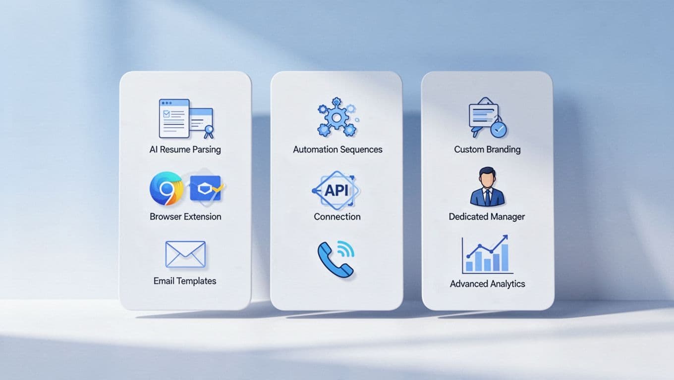 Three vertical pricing cards display Pro at $100/user/mo, Business at $150/user/mo, and Enterprise at $165/user/mo with feature icons on blue-white gradient background.