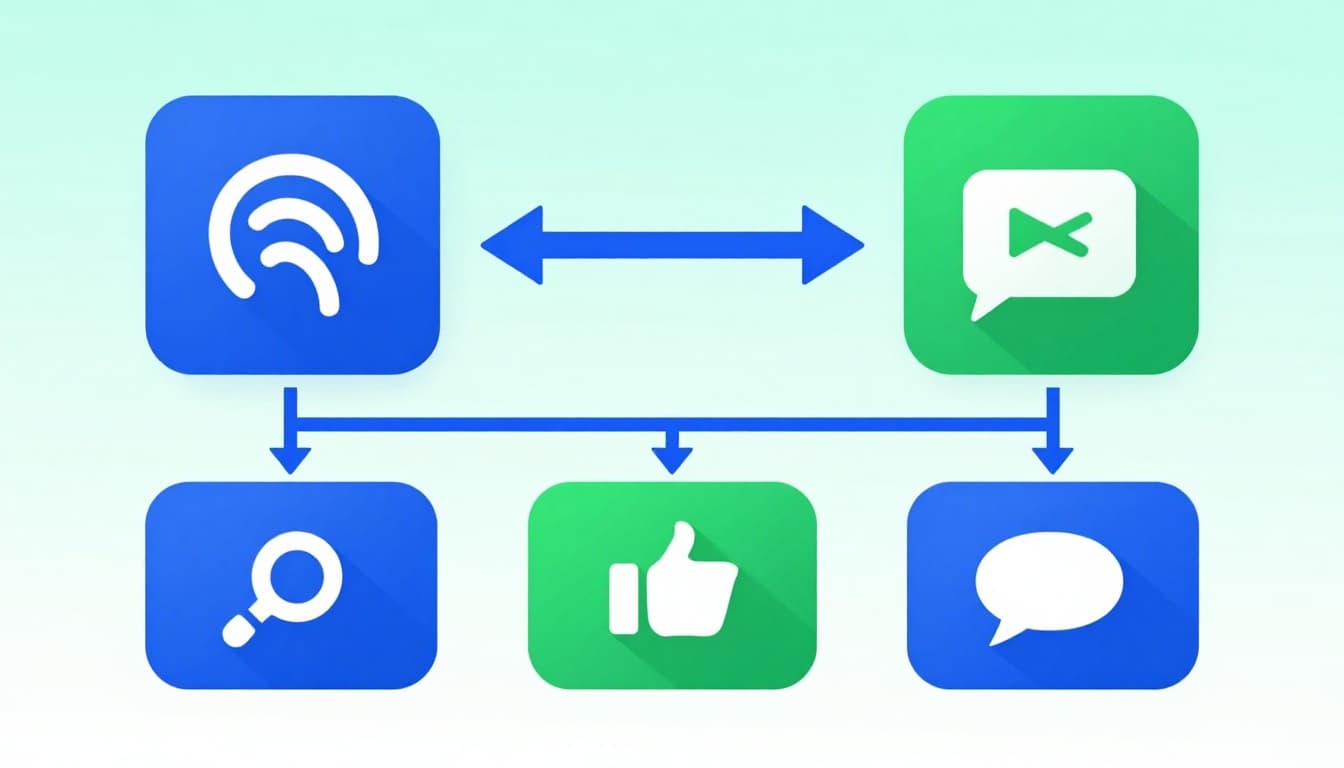 Modern illustration of a simple flowchart for podcast host migration: old RSS feed arrow to Transistor dashboard, then redirect to Apple Podcasts and Spotify directories. Linear flow on light gradient background with clean shapes in blue and green.