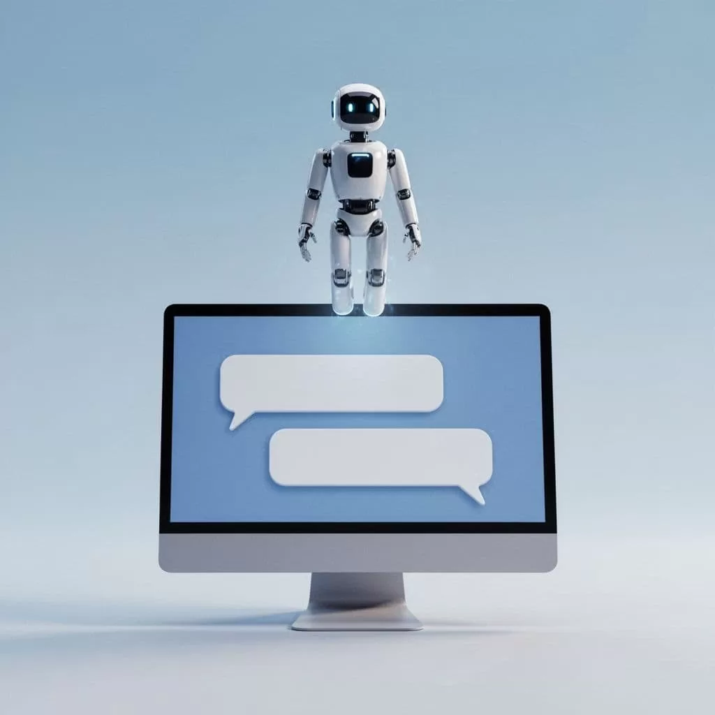 A stylized glowing blue agent icon hovers above a sleek computer monitor. The screen displays colorful floating comment bubbles, illustrating a seamless process of managing digital feedback through modern automated systems.