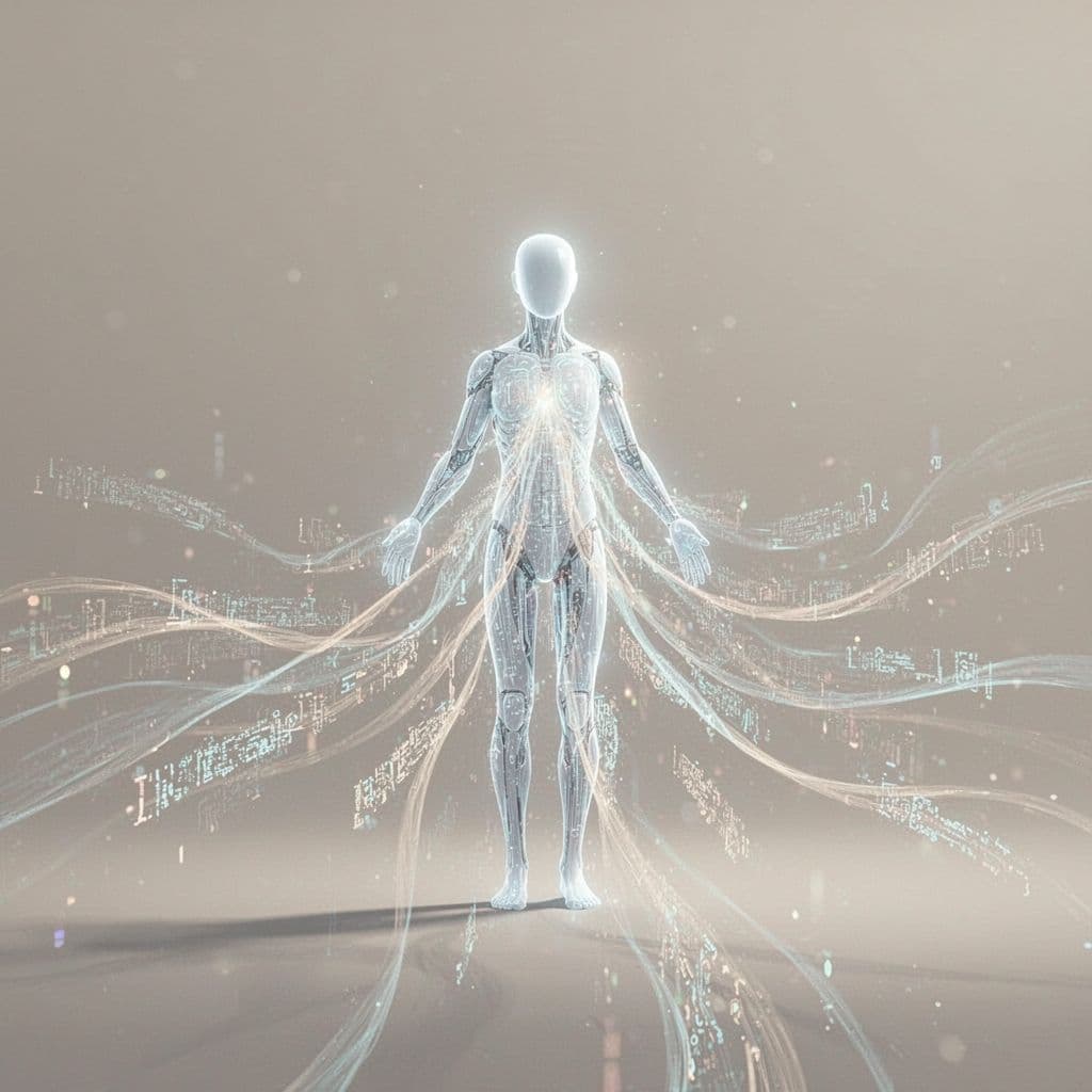 A digital graphic depicts a sequence of glowing message icons flowing across a clean, neutral background.