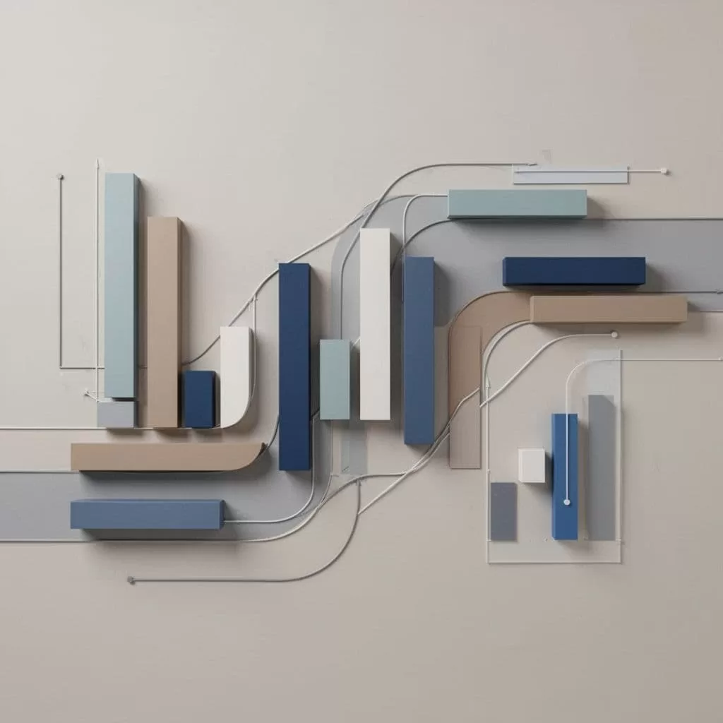 Geometric bars and charts represent the progression of cohort analysis in a clean minimal style.