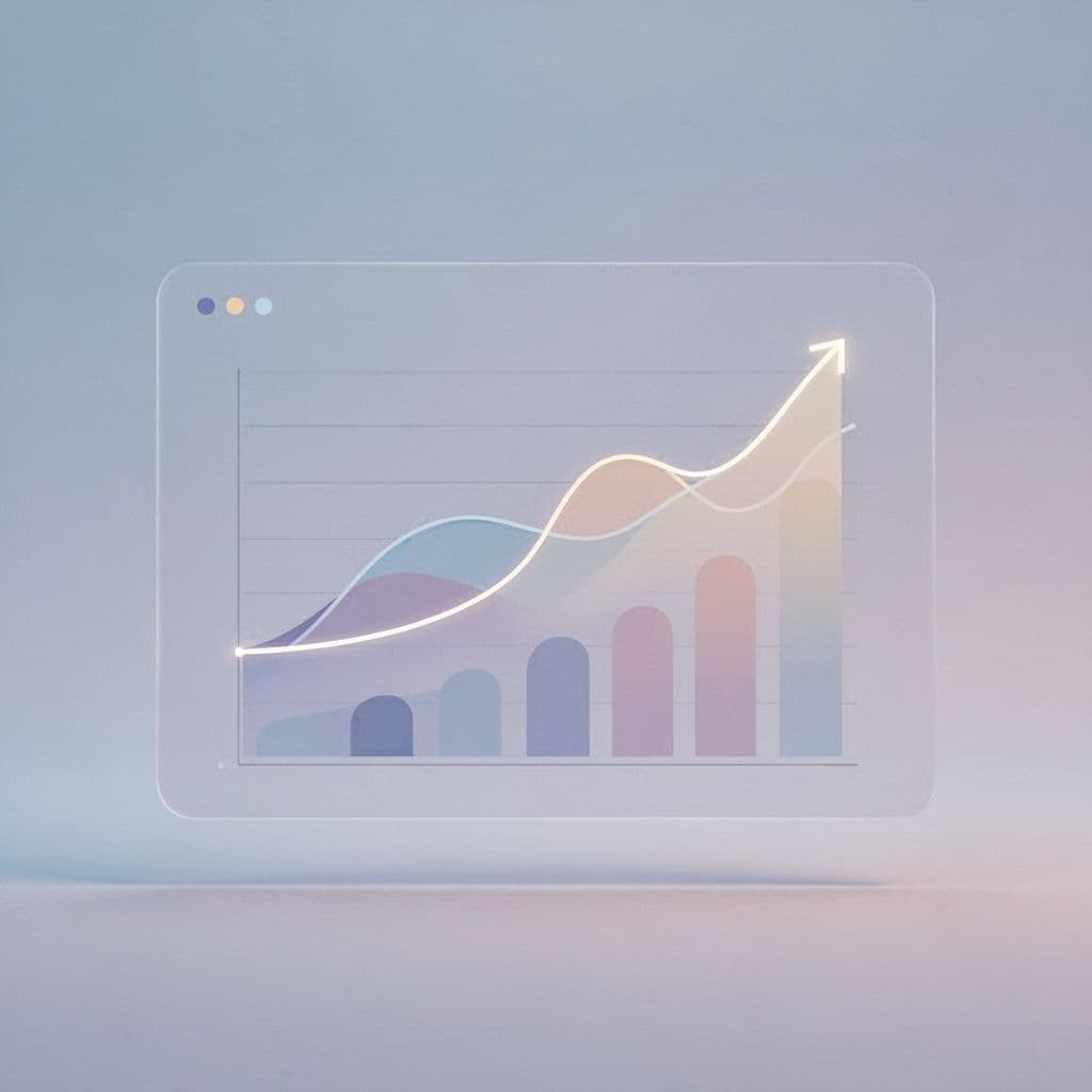 A clean minimalist illustration showing rising growth trends and data visualizations.