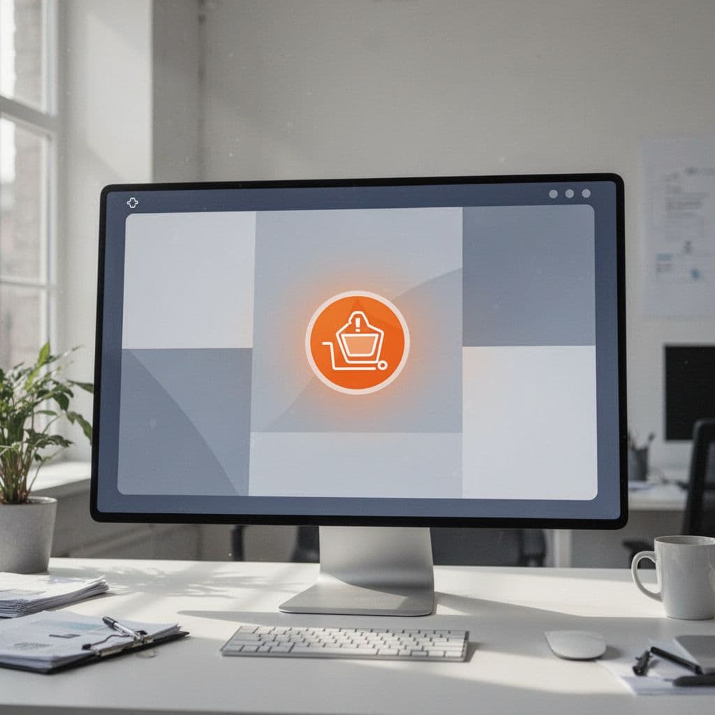 A minimalist dashboard displays a single highlighted orange notification icon representing an inventory status alert.