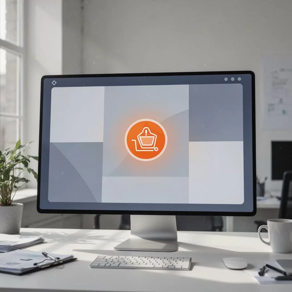 A minimalist dashboard displays a single highlighted orange notification icon representing an inventory status alert.