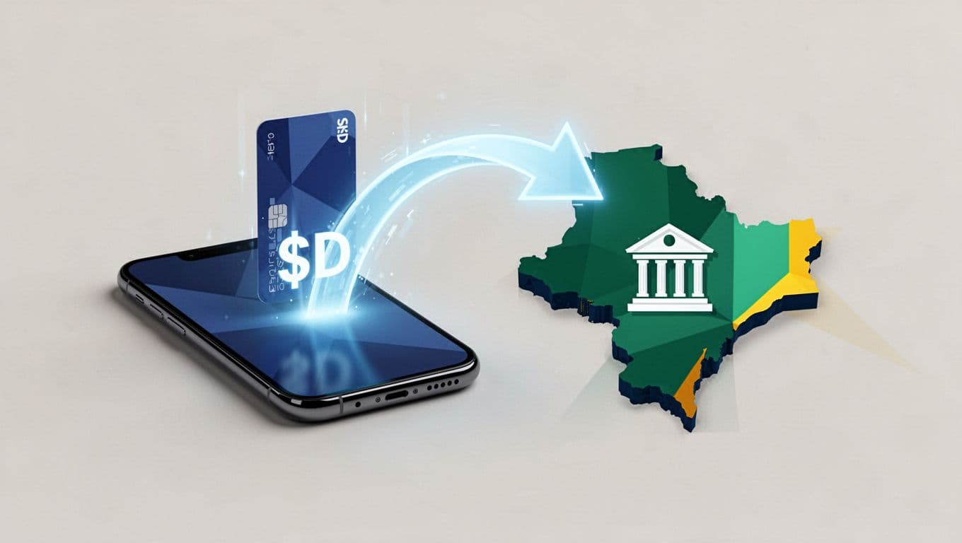 Smartphone sends USD icon via arrow to Nigeria map with NGN bank receiver, steps show send, choose speed, receive.