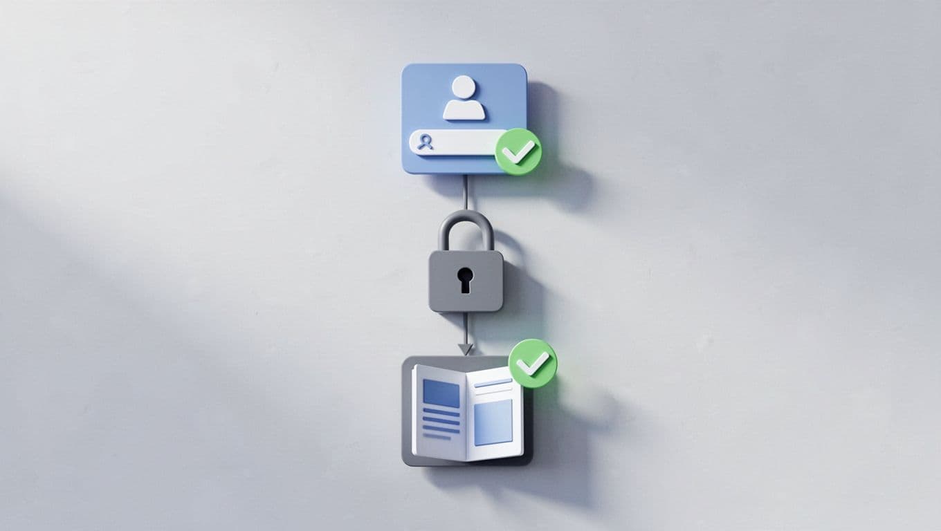 Vertical flowchart showing paywall test steps from login to protected page access with success checkmarks.