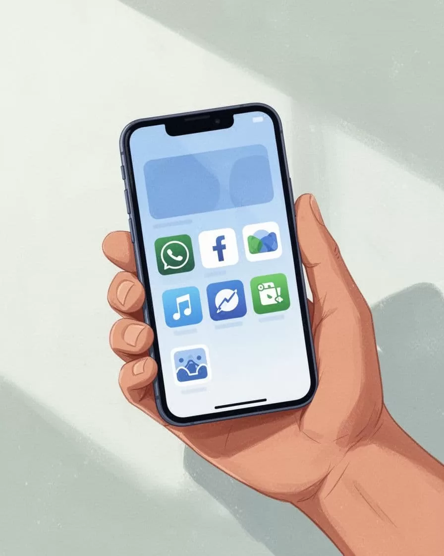 Hand holds smartphone displaying Remitly app store download page.