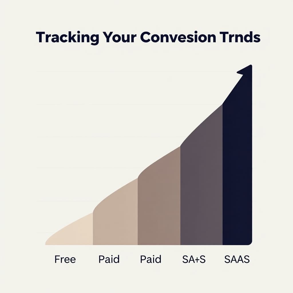 A minimalist data dashboard features a clean upward trend line transitioning from light to bold colors.