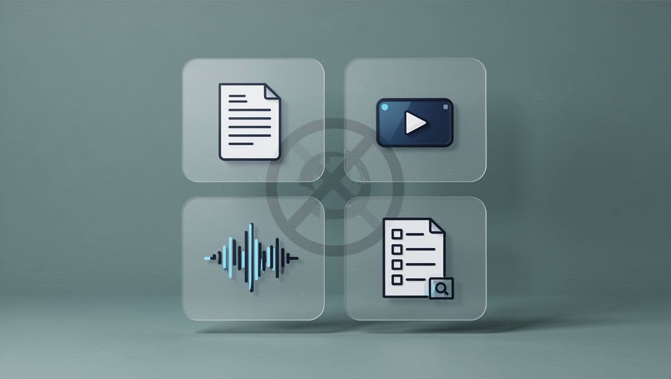 Grid of PDF ebook, video, audio, and template icons behind a paywall barrier.