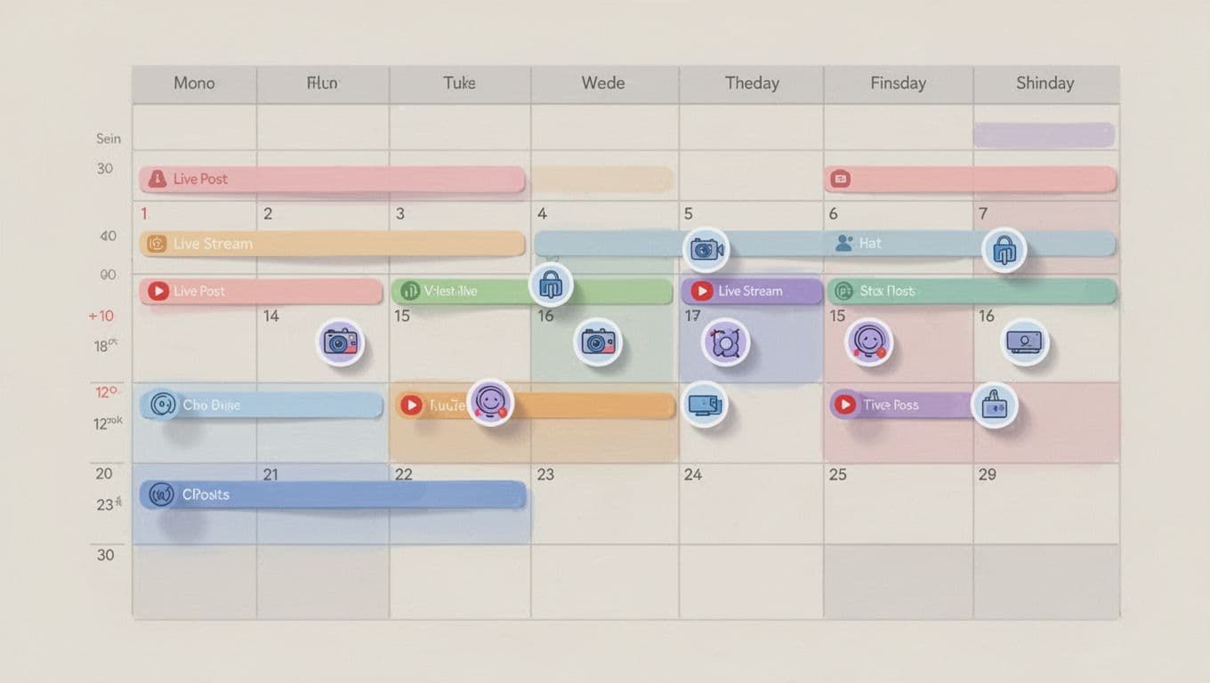 Clean digital Skool calendar view showing weekly recurring events marked by simple lives and posts icons on neutral background.