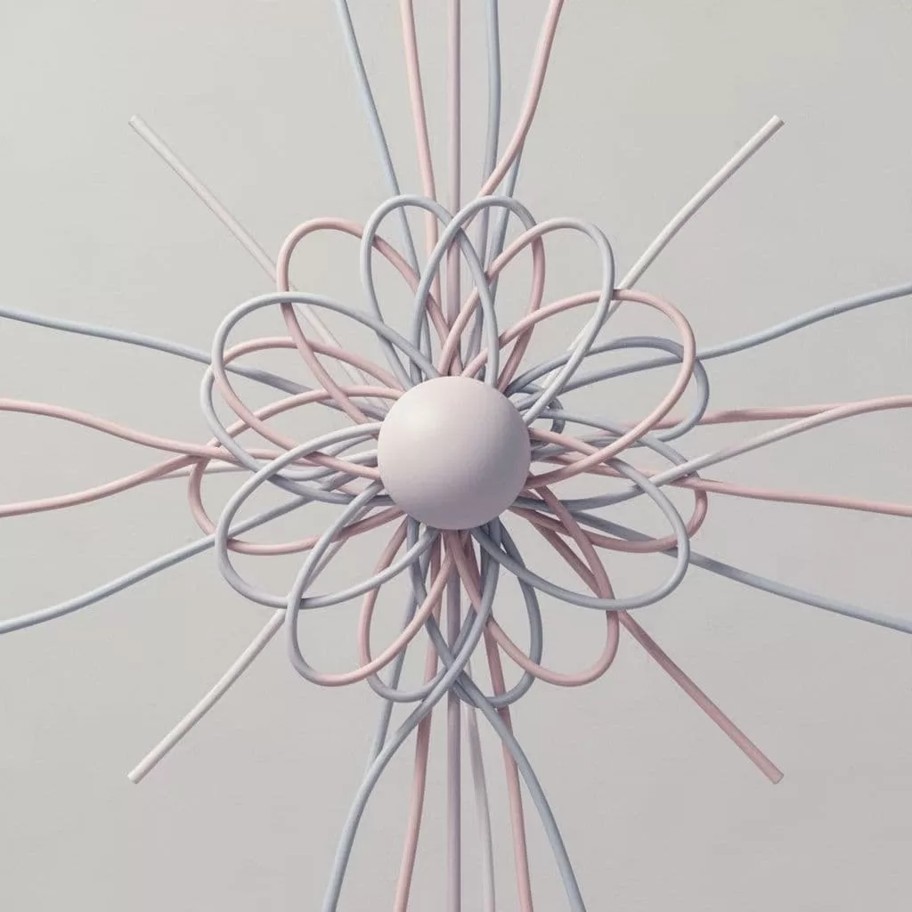 A chaotic tangle of colorful electrical wires is being replaced by a singular, minimalist circular hub. This flat vector illustration demonstrates the transition from complicated custom connectivity to a simplified central system.