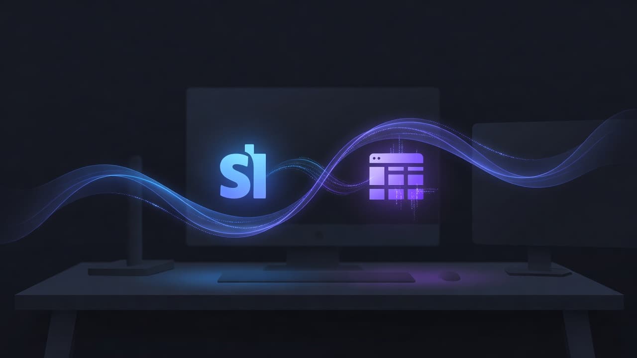 Glowing icons representing a payment gateway and a membership platform sit on a dark surface. A shimmering, light-filled path flows between the two nodes, illuminated by soft violet and azure ambient lighting.