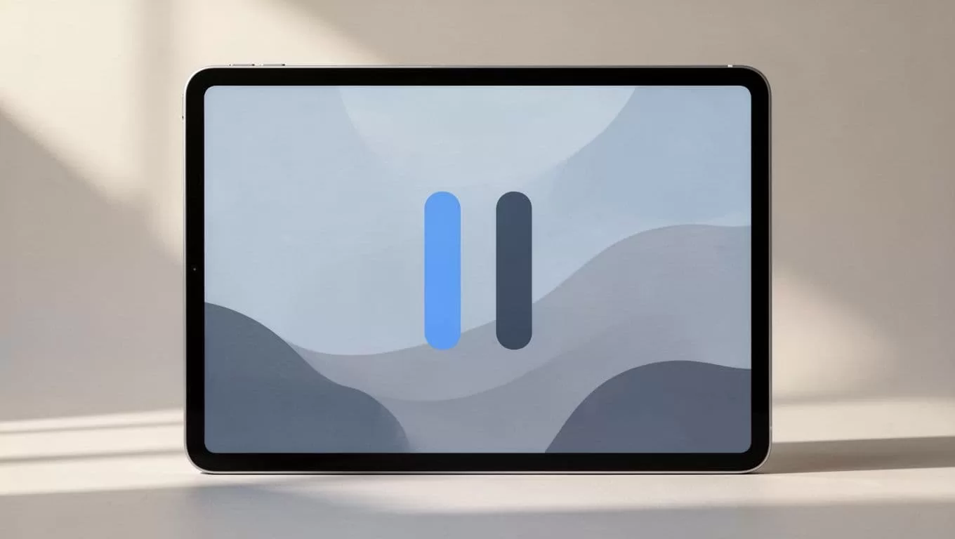 A minimalist vector illustration features a soft blue and gray interface displaying a subtle, centered pause icon. The clean, geometric design conveys a professional sense of control over subscription services.