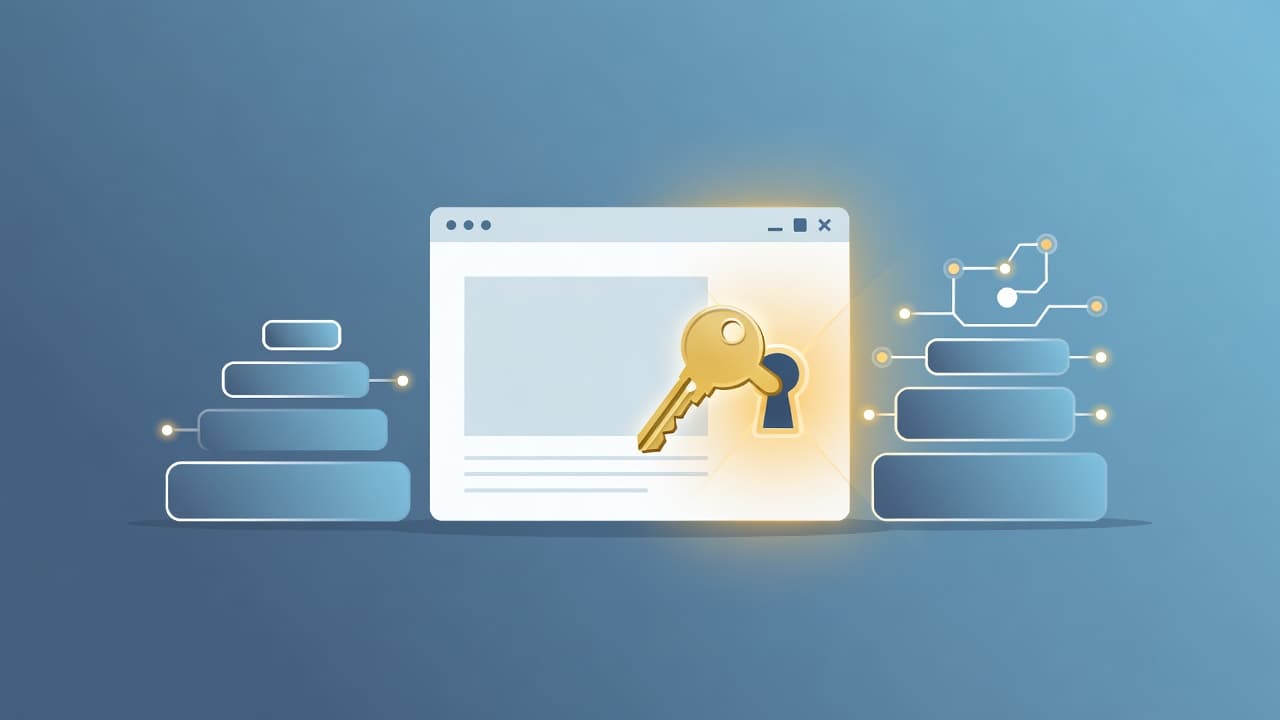 A digital graphic depicts a large glowing golden key being inserted into the screen of a tablet. This action unlocks the interface, representing the transition to an exclusive membership platform.