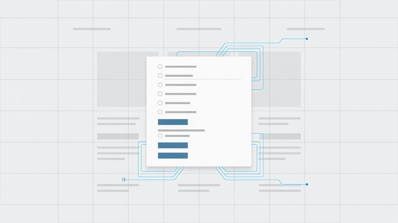 A minimalist webpage design features a highlighted central area for a payment checkout form. The interface uses soft geometric shapes and a balanced color palette to emphasize a seamless web integration.