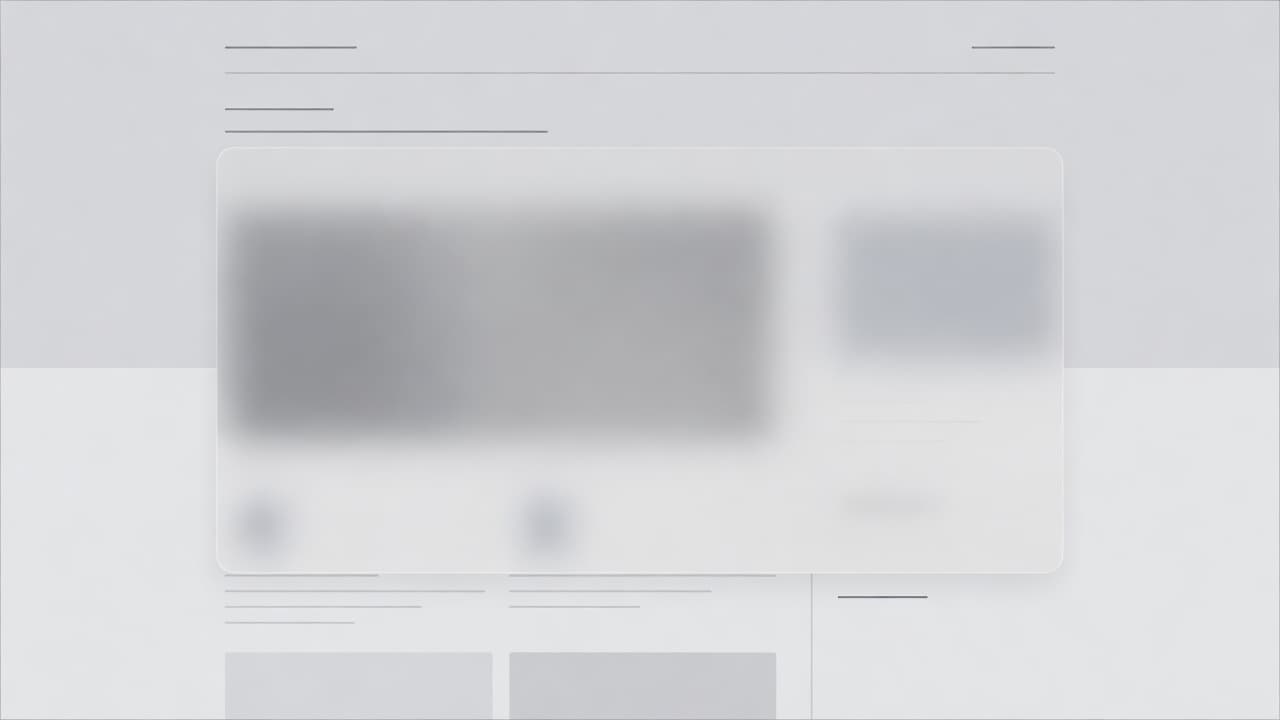 A minimalist website layout features a semi-transparent frost overlay partially obscuring a background content block. Clean geometric lines define the user interface elements, creating an elegant member-only gated access aesthetic.
