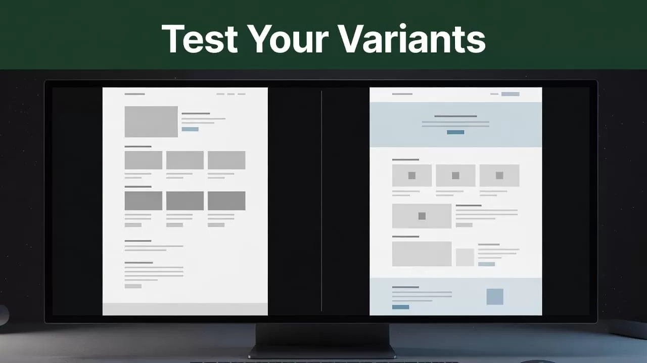 A computer screen displaying two different web page layouts for comparative testing.