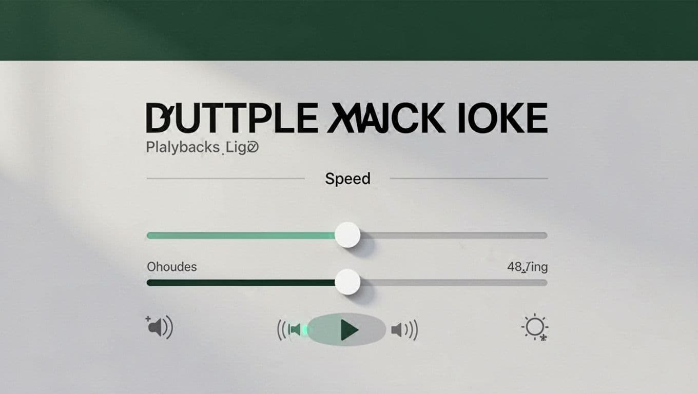 A digital screen displaying audio playback speed controls with a dark green top band.