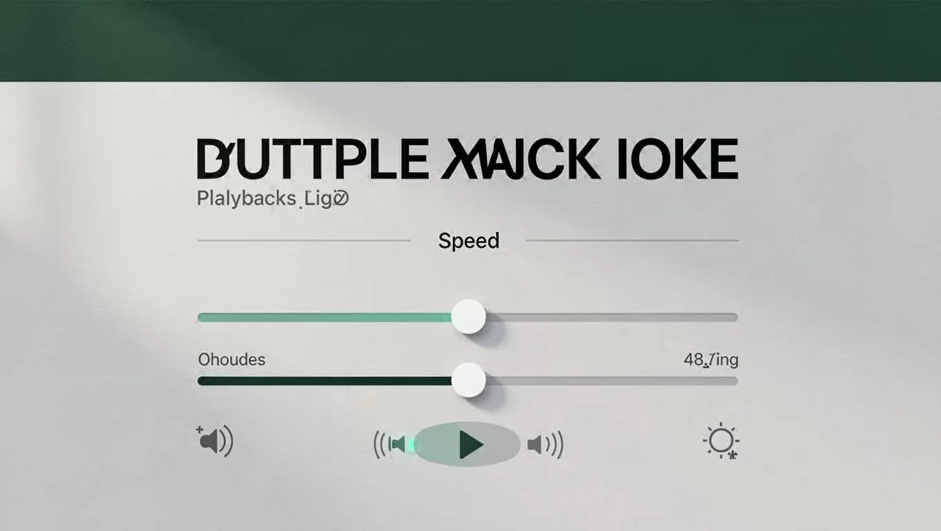 A digital screen displaying audio playback speed controls with a dark green top band.