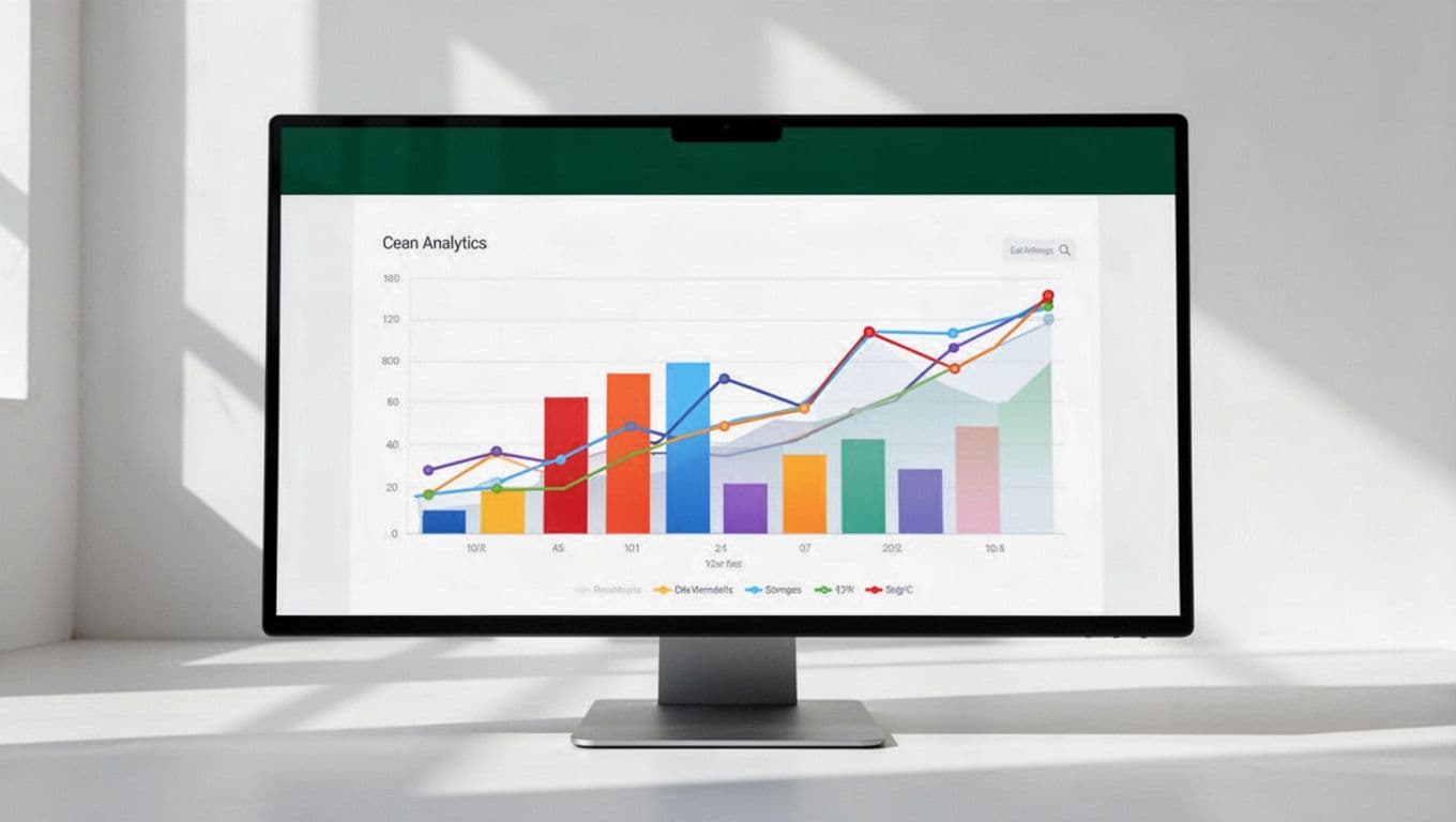 A high contrast B2B analytics infographic with a dark green headline band and clean chart.