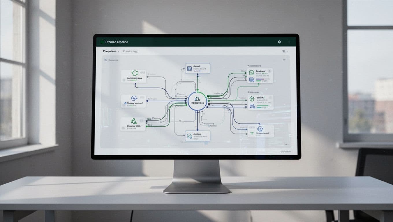 A clean data pipeline dashboard with a dark green top header.
