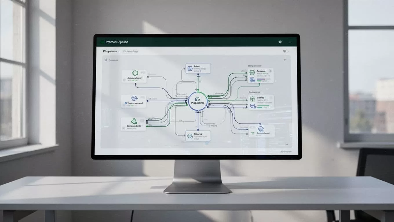 A clean data pipeline dashboard with a dark green top header.