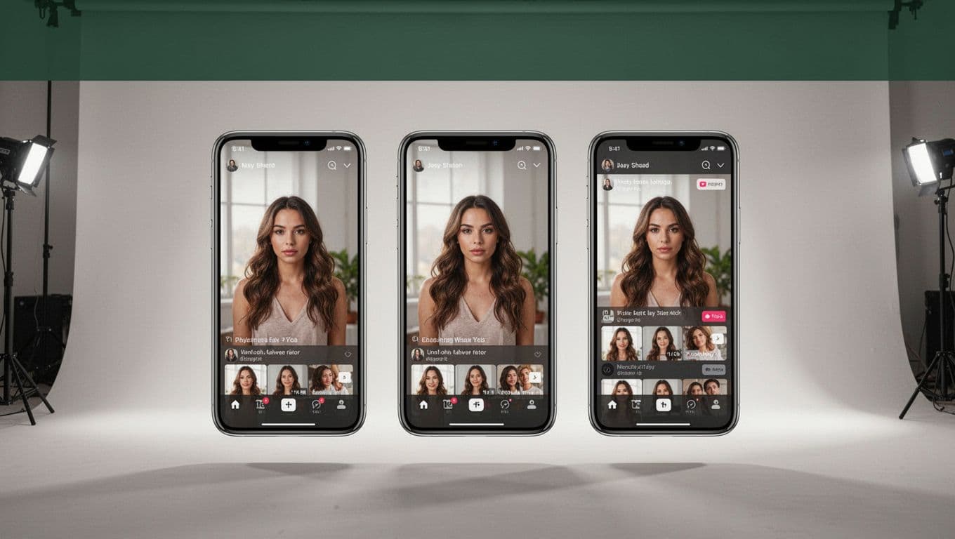 A single wide horizontal video frame transitions into three tall vertical phone screens against a clean background. A dark green header bar displays the bold white headline Content Transformation above them.