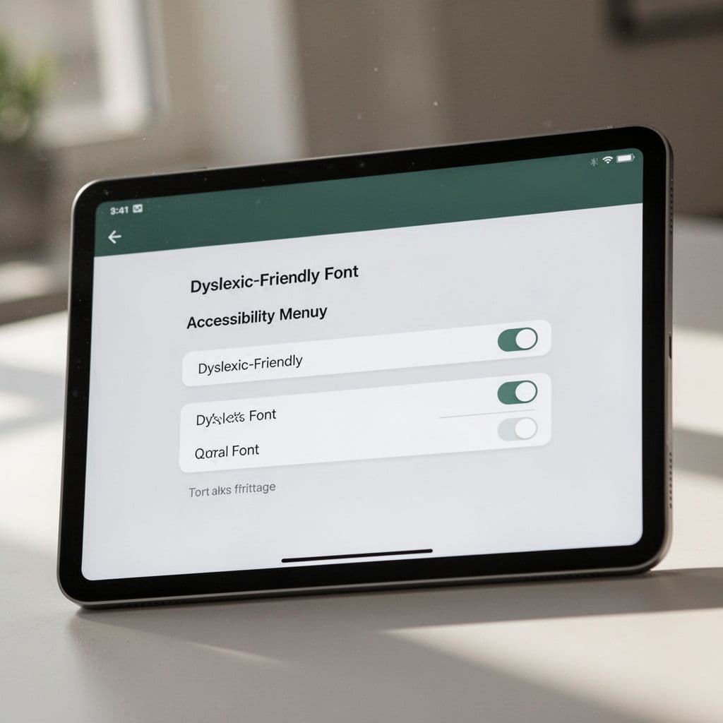 A close up of a minimalist digital interface showing settings to customize reading fonts.