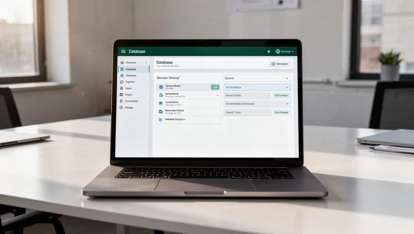 A laptop displaying a security compliance interface on a desk.