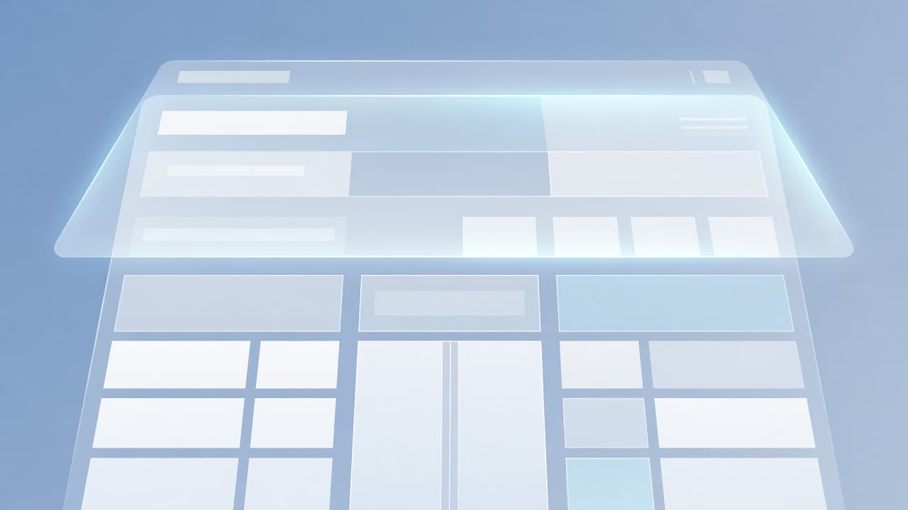 A minimalist digital storefront displays clean geometric shapes in soft blue and white hues. A translucent glowing layer floats prominently above the interface, demonstrating a seamless integration of membership features.