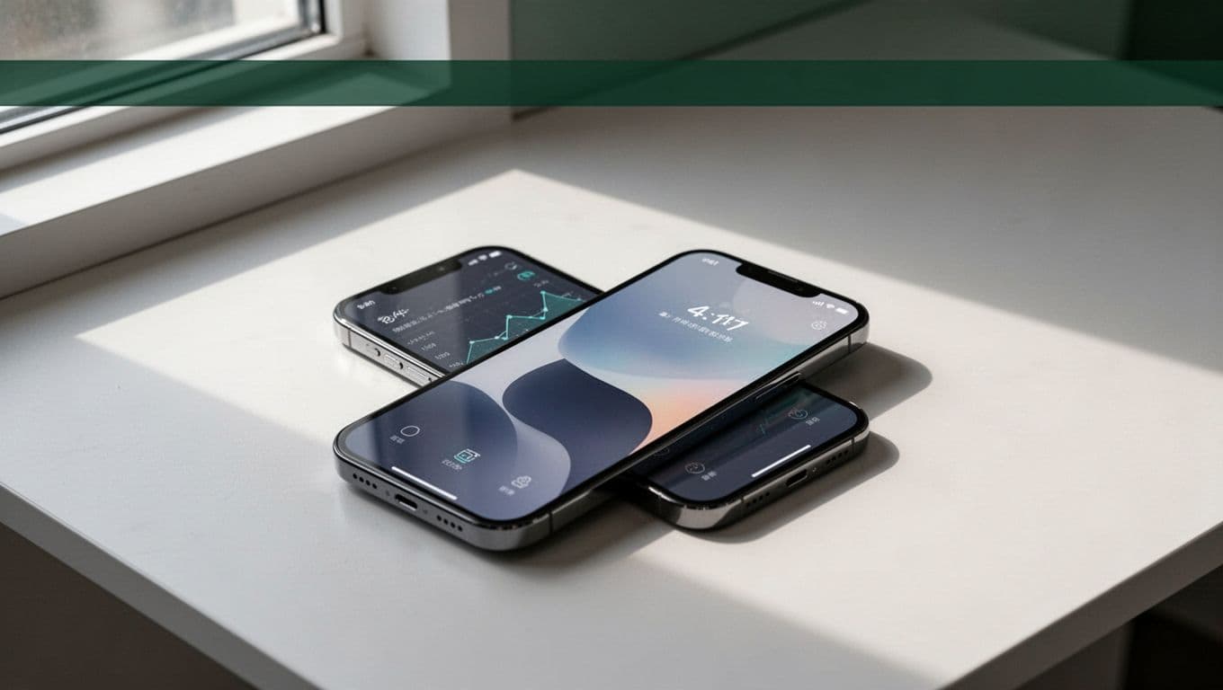 Smartphone showing a secure money transfer app on a clean desk.
