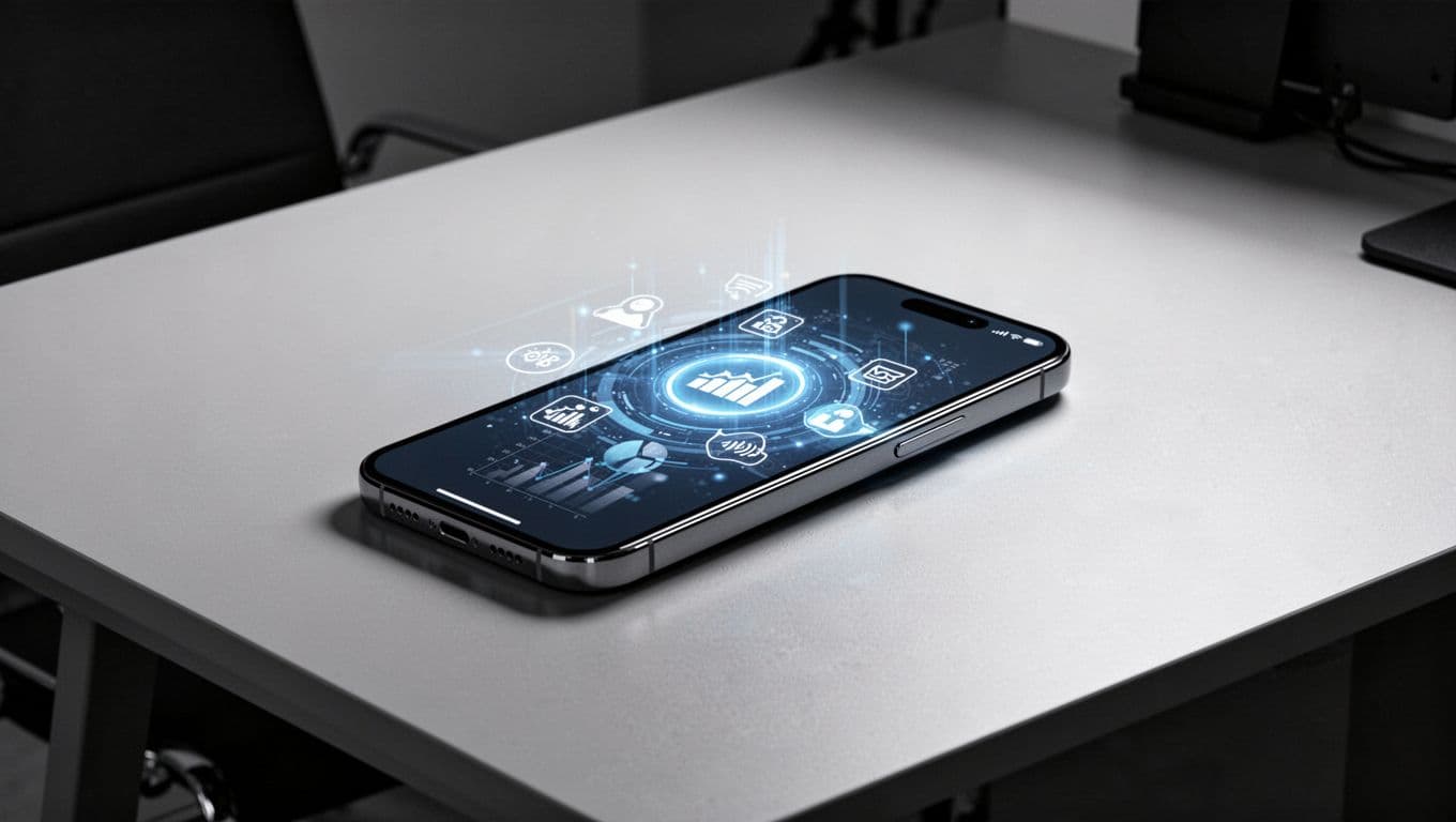 A modern smartphone displaying a digital payment app on a dark desk.