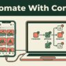 A smartphone and laptop show a Pinterest board and approval workflow on a cream desk.