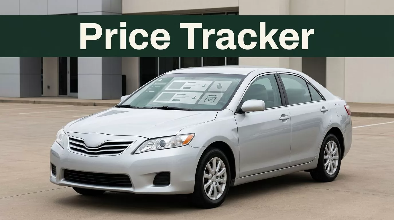 Silver sedan with a digital price dashboard reflected on its windshield.