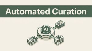 An AI control hub routes article cards through a research pipeline toward a publishing calendar.