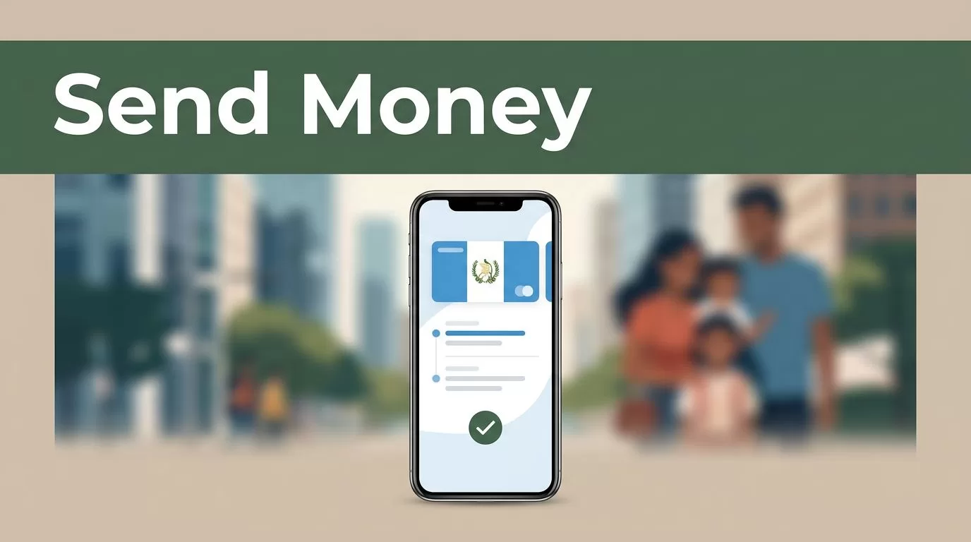 A smartphone displays a secure money transfer interface with a confirmation checkmark.