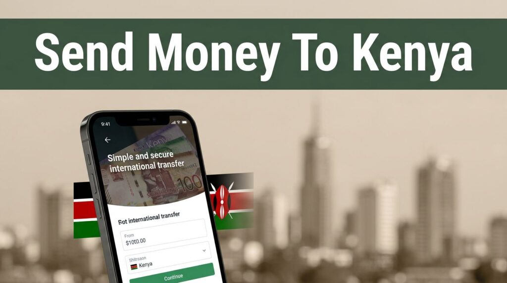 A smartphone displaying a secure money transfer app for Kenya.