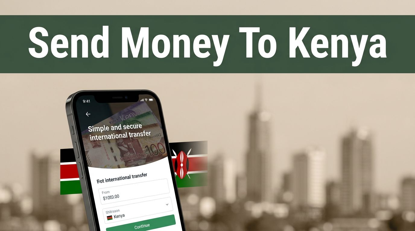 A smartphone displaying a secure money transfer app for Kenya.