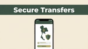 A smartphone showing a secure international money transfer app for Thailand.