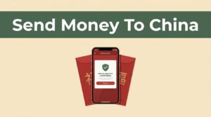 A smartphone showing a secure payment confirmation next to a red envelope on a cream background.