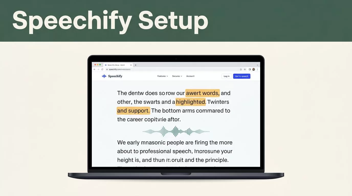 A laptop showing an accessible website with highlighted text and a green header banner.