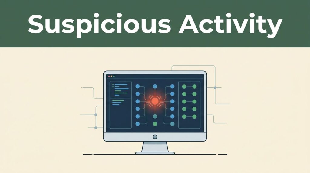 A sleek security monitoring console highlights a glowing red anomalous data event.