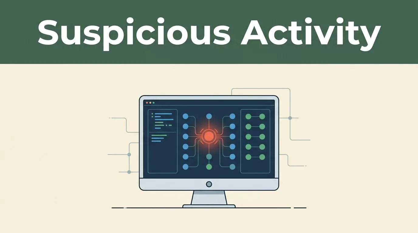 A sleek security monitoring console highlights a glowing red anomalous data event.