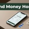 A smartphone displaying a transfer confirmation beside a dollar bill on a desk.