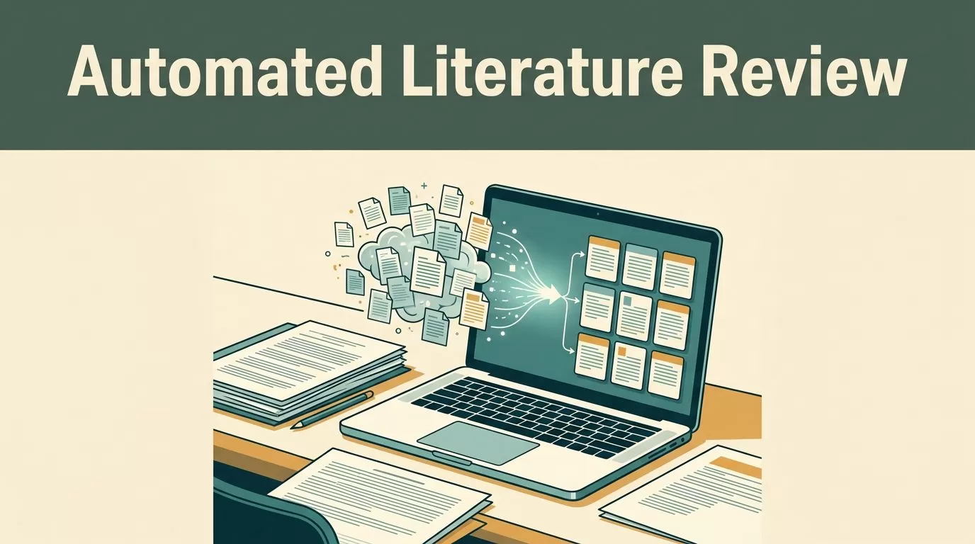 An organized desk with scholarly papers and a laptop showing a workflow diagram.