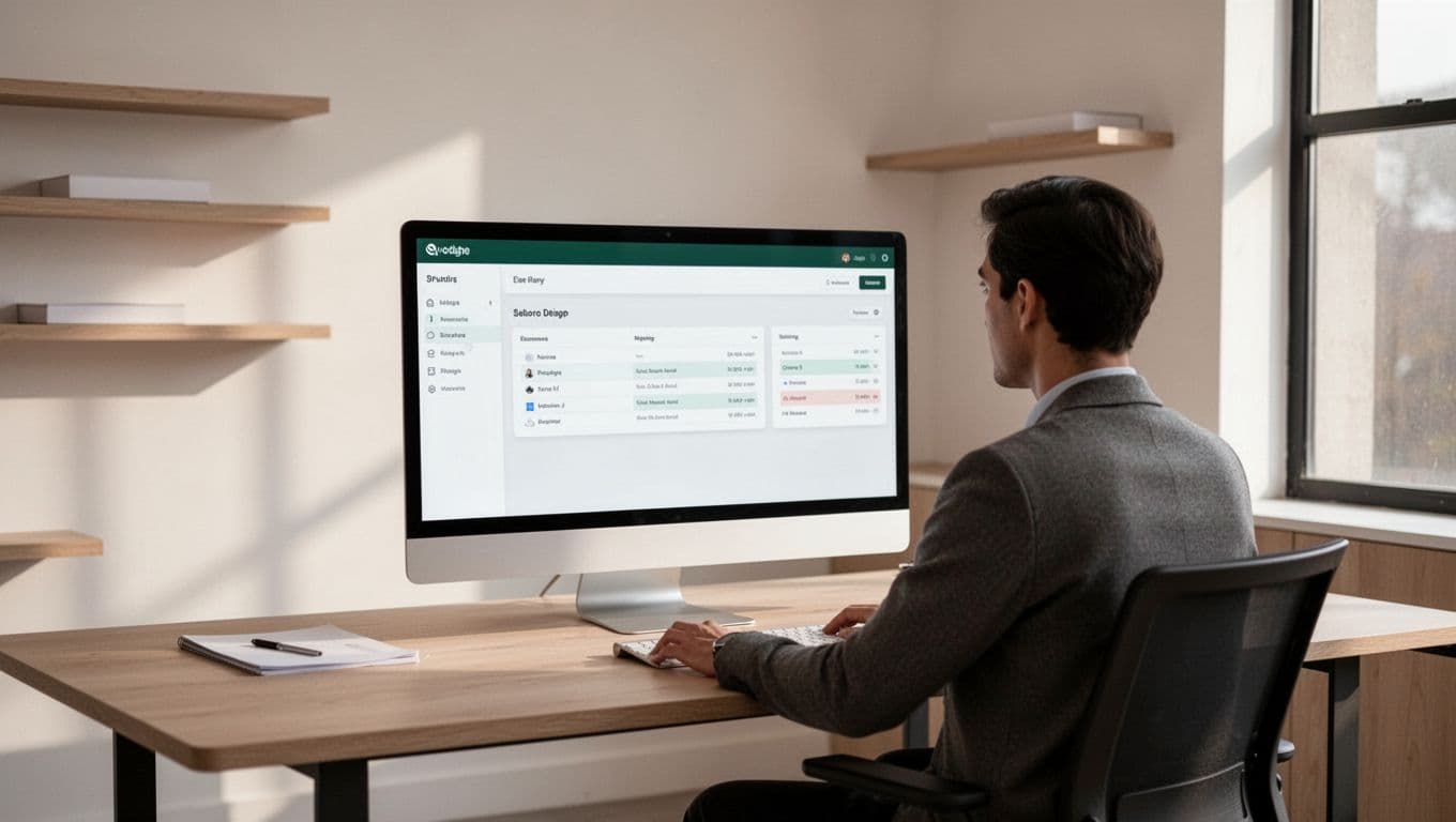 A computer screen showing a custom grading workflow inside a modern office.