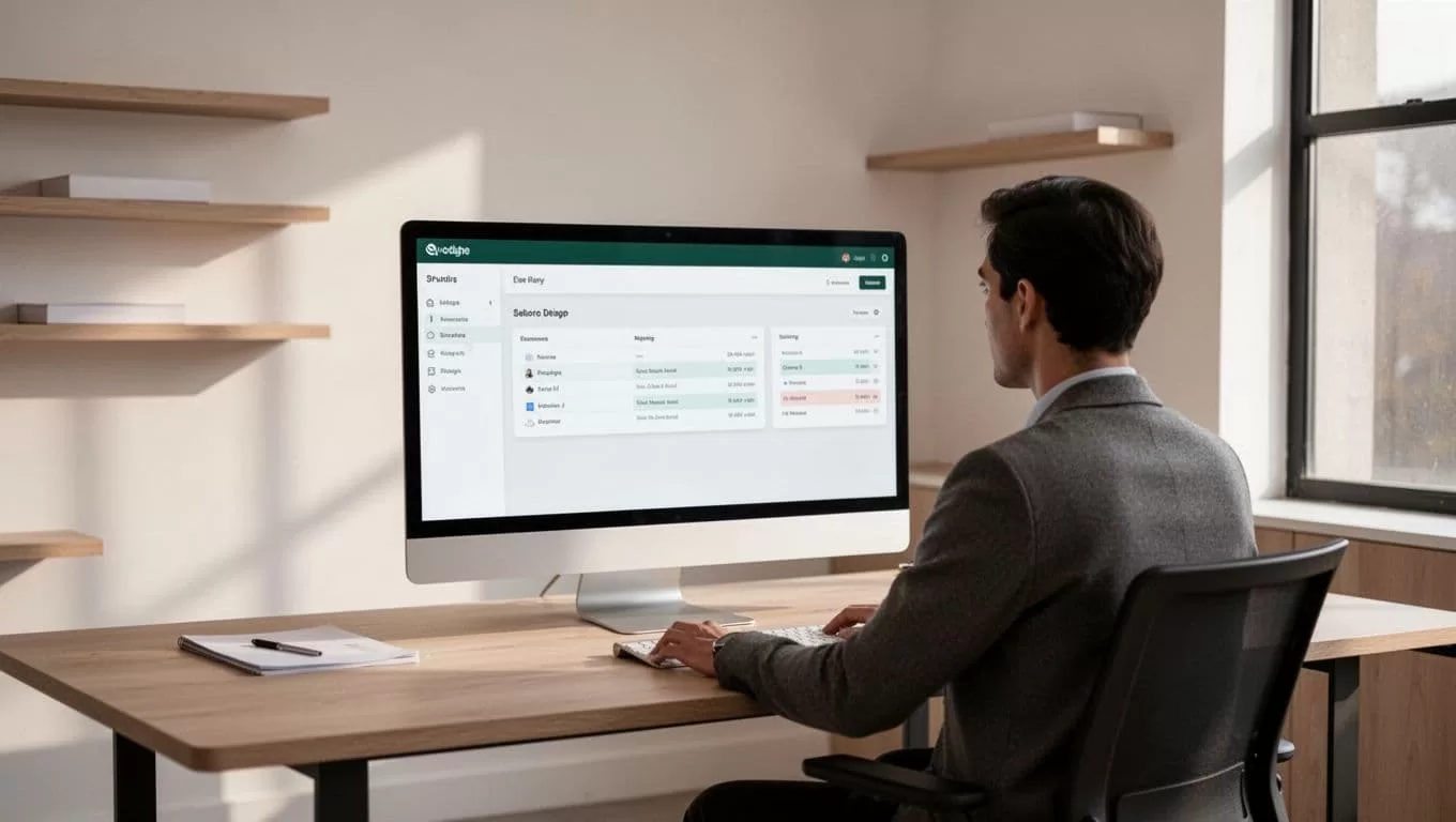 A computer screen showing a custom grading workflow inside a modern office.