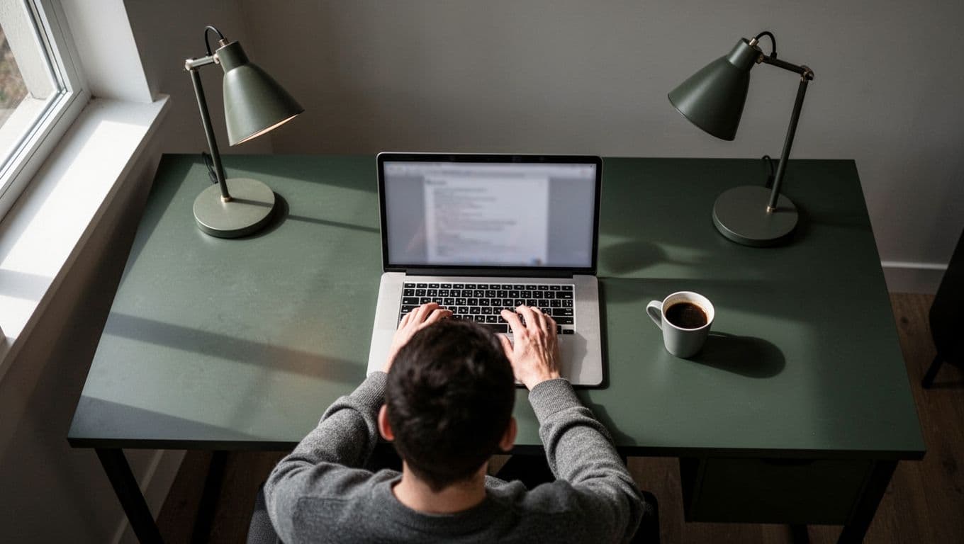 A top-down view of a professional desk setup during a software testing session.